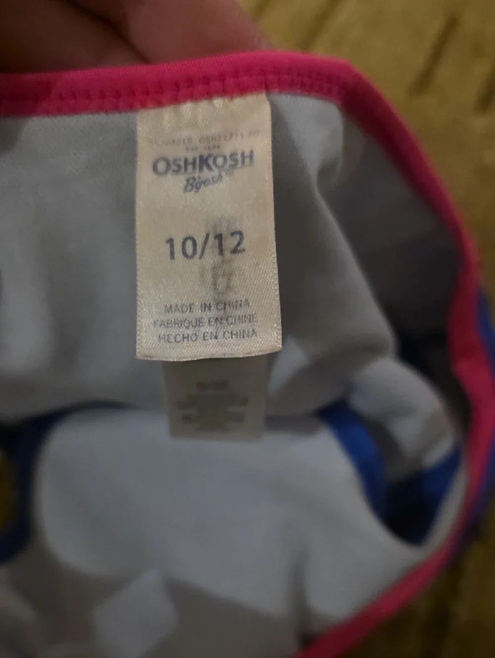 5/25 OshKosh B'gosh Blue Swim Bottom with Pink Trim Size 10/12